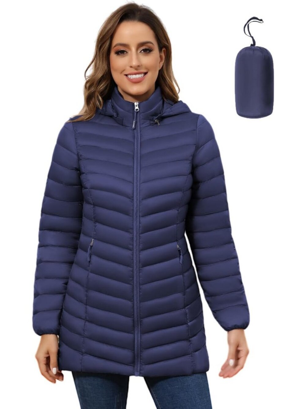 Lightweight Packable Hooded Puffer Jacket for Women - Stylish & Warm Outerwear